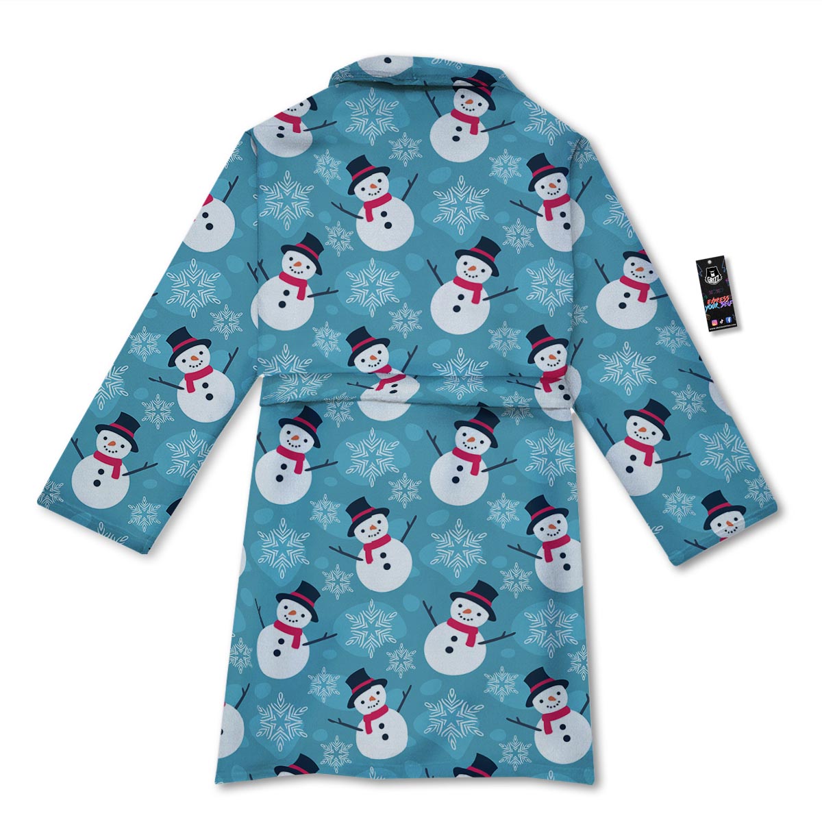 Snowman Teal Print Pattern Bathrobe-grizzshop