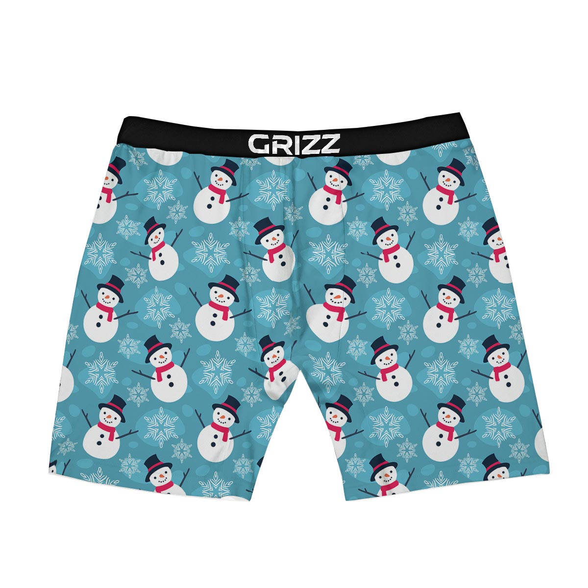 Snowman Teal Print Pattern Boxer Briefs-grizzshop