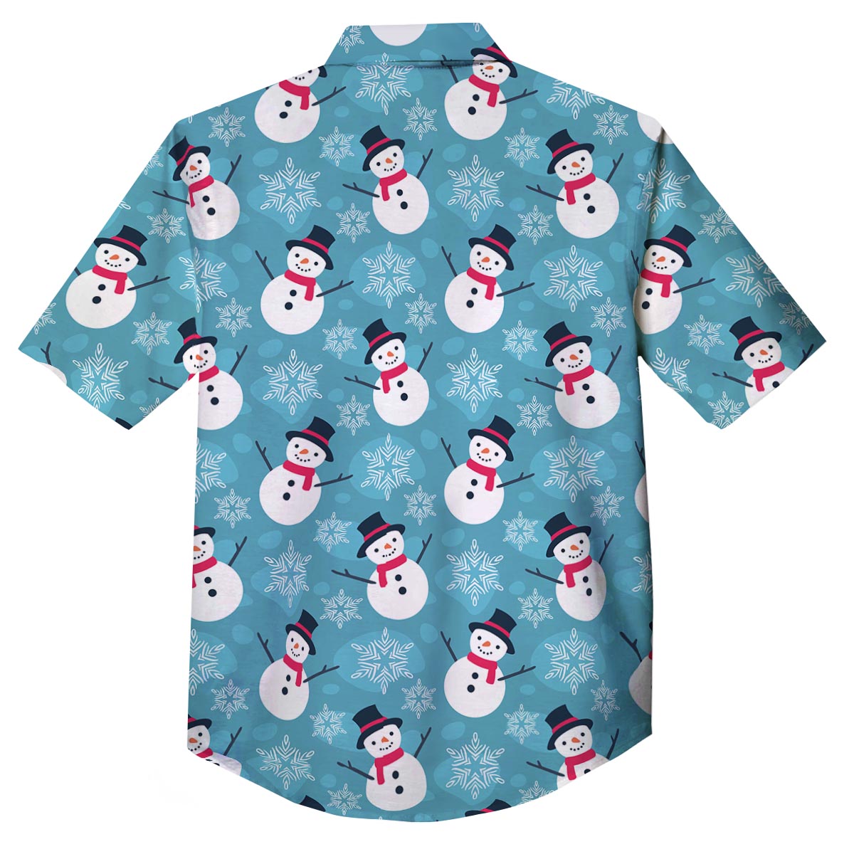 Snowman Teal Print Pattern Button Up Shirt-grizzshop