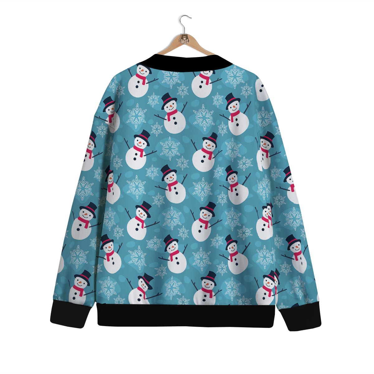 Snowman Teal Print Pattern Cardigan-grizzshop