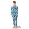 Snowman Teal Print Pattern Kid's Pajamas-grizzshop