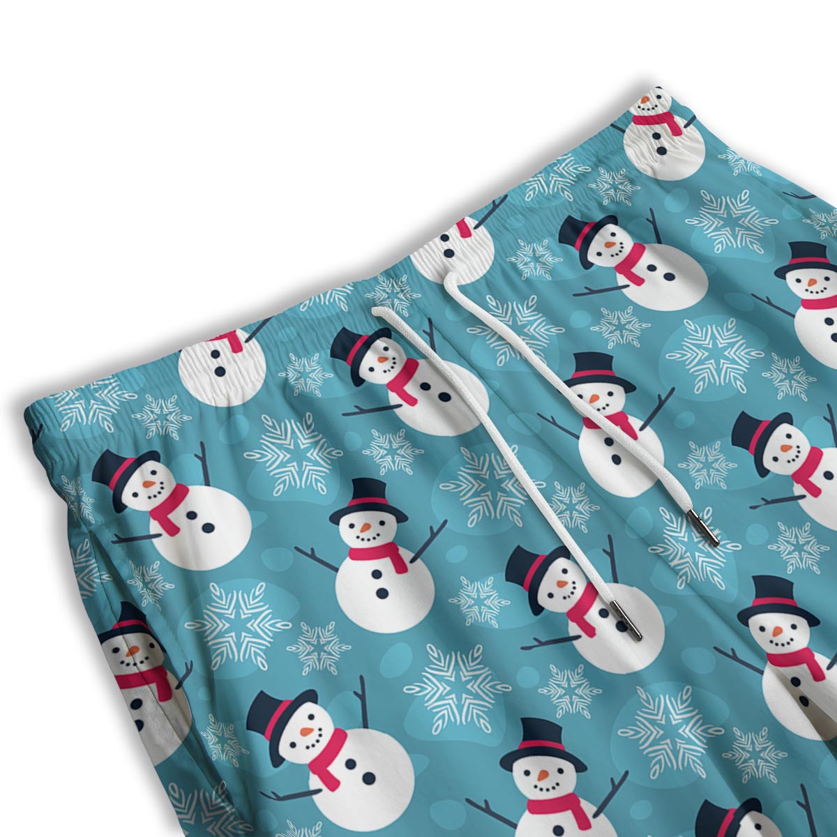 Snowman Teal Print Pattern Men's Athletic Shorts
