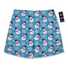 Snowman Teal Print Pattern Men's Running Shorts-grizzshop