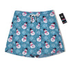 Snowman Teal Print Pattern Men's Running Shorts-grizzshop