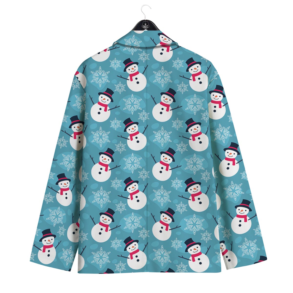 Snowman Teal Print Pattern Men's Sport Coat-grizzshop