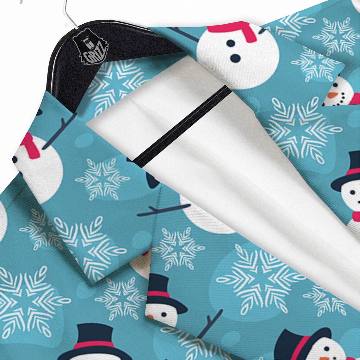 Snowman Teal Print Pattern Men's Sport Coat-grizzshop