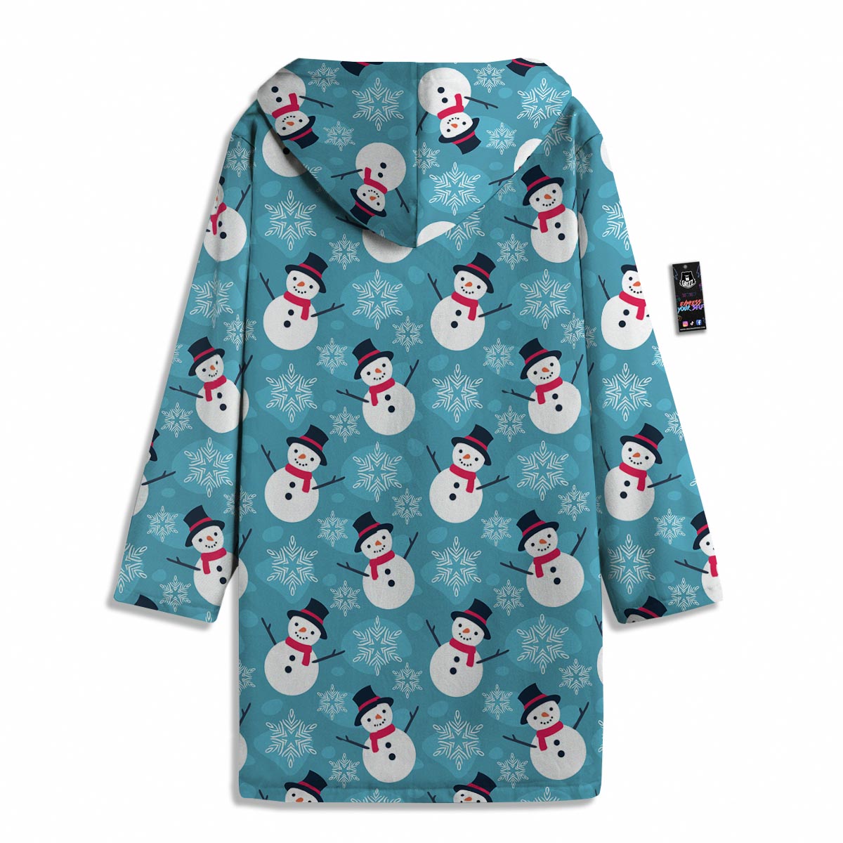 Snowman Teal Print Pattern Men's Windbreaker Jacket-grizzshop