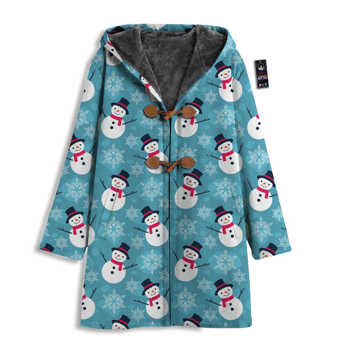 Snowman Teal Print Pattern Men's Windbreaker Jacket-grizzshop