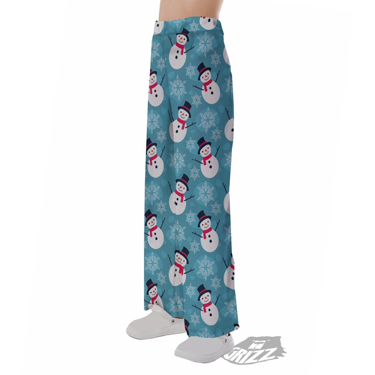 Snowman Teal Print Pattern Pajama Pants-grizzshop
