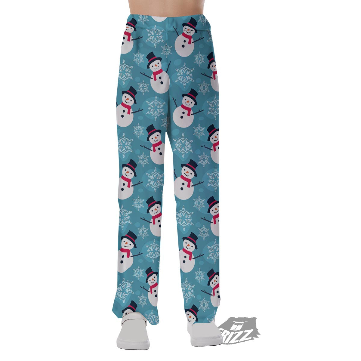 Snowman Teal Print Pattern Pajama Pants-grizzshop