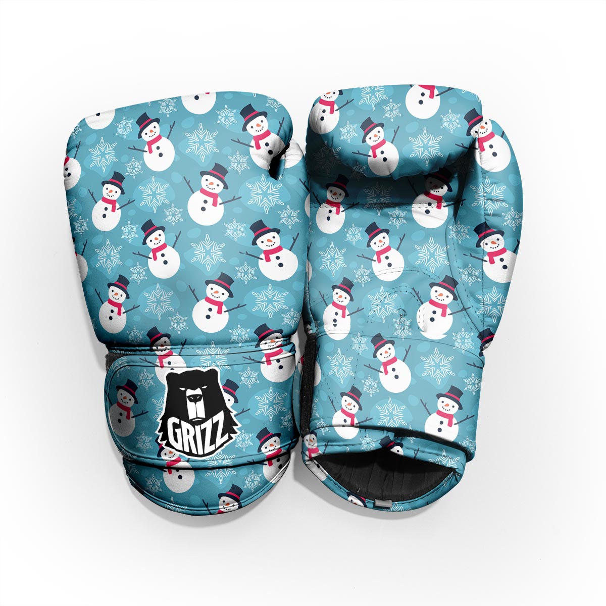 Snowman Teal Print Pattern Pro Boxing Glove