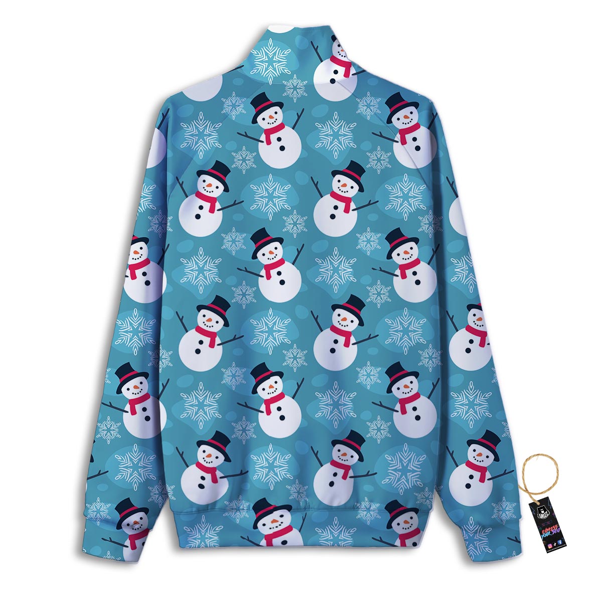 Snowman Teal Print Pattern Track Jacket-grizzshop