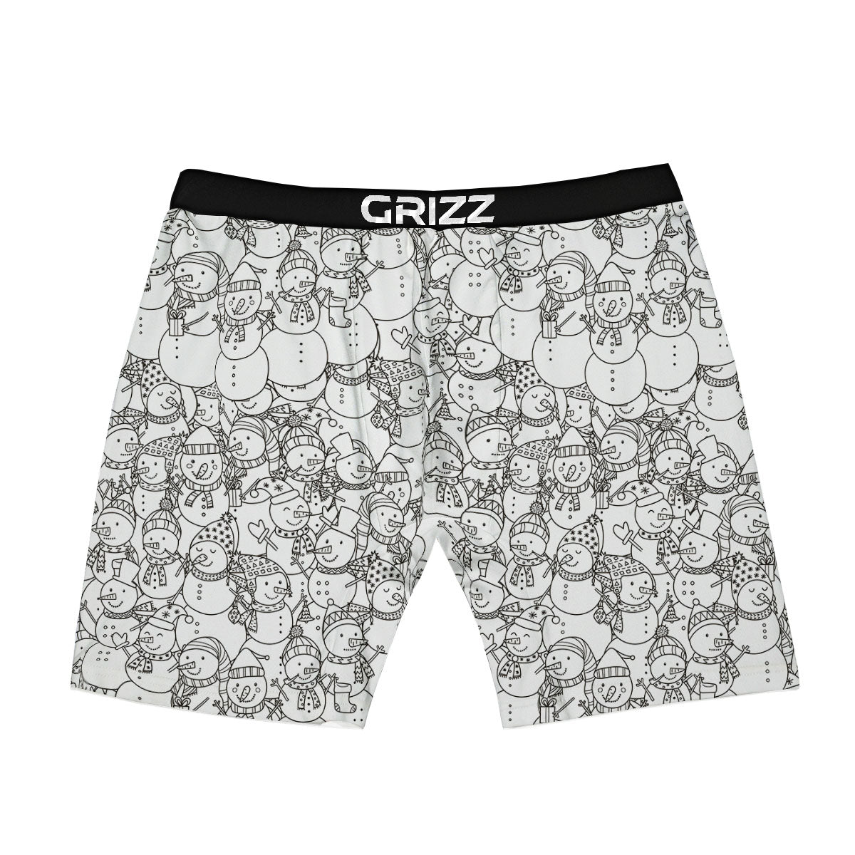 Snowman White And Black Print Pattern Boxer Briefs-grizzshop
