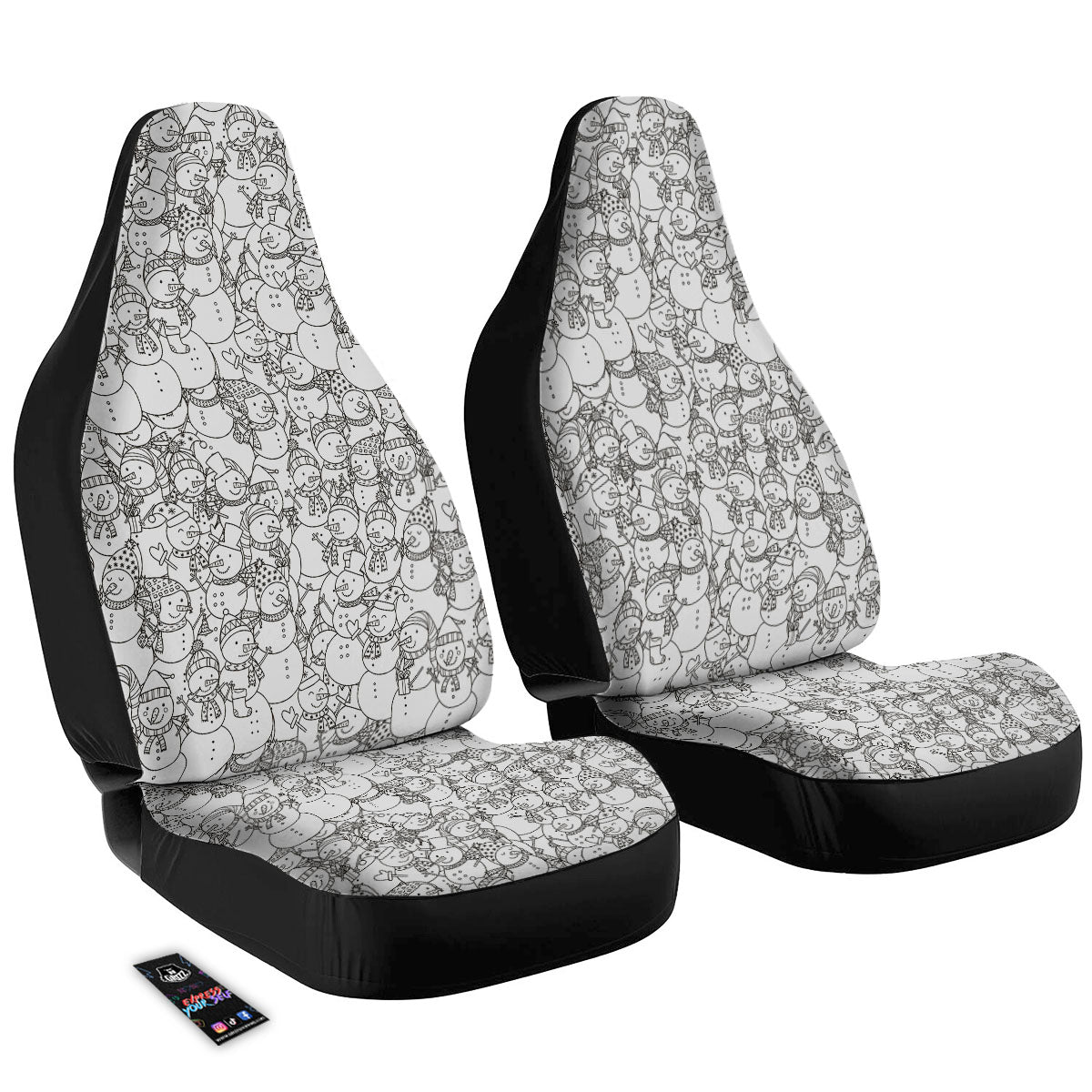 Snowman White And Black Print Pattern Car Seat Covers-grizzshop