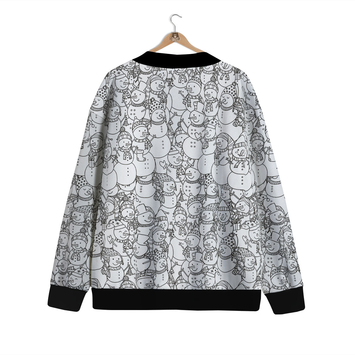 Snowman White And Black Print Pattern Cardigan-grizzshop
