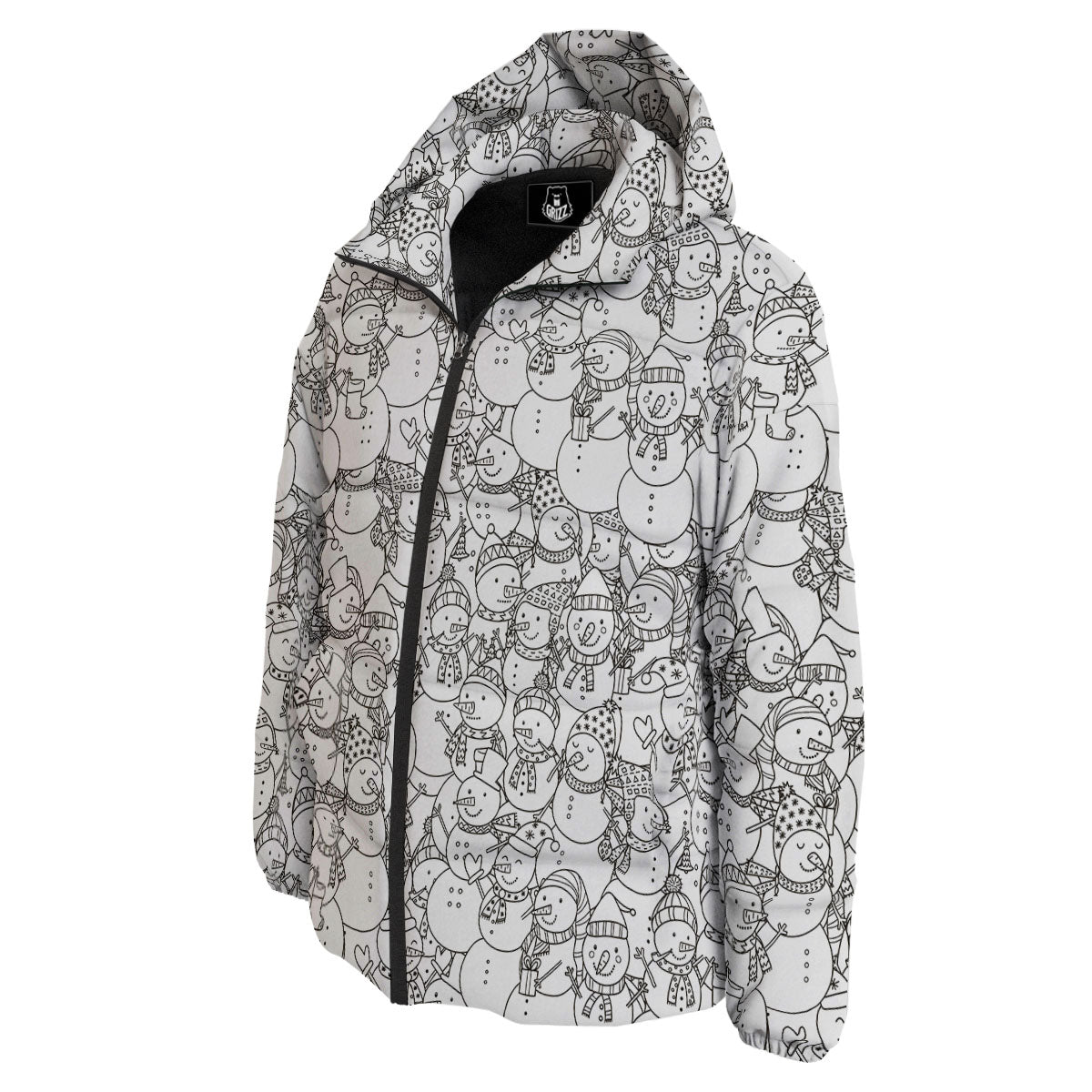 Snowman White And Black Print Pattern Down Jacket-grizzshop