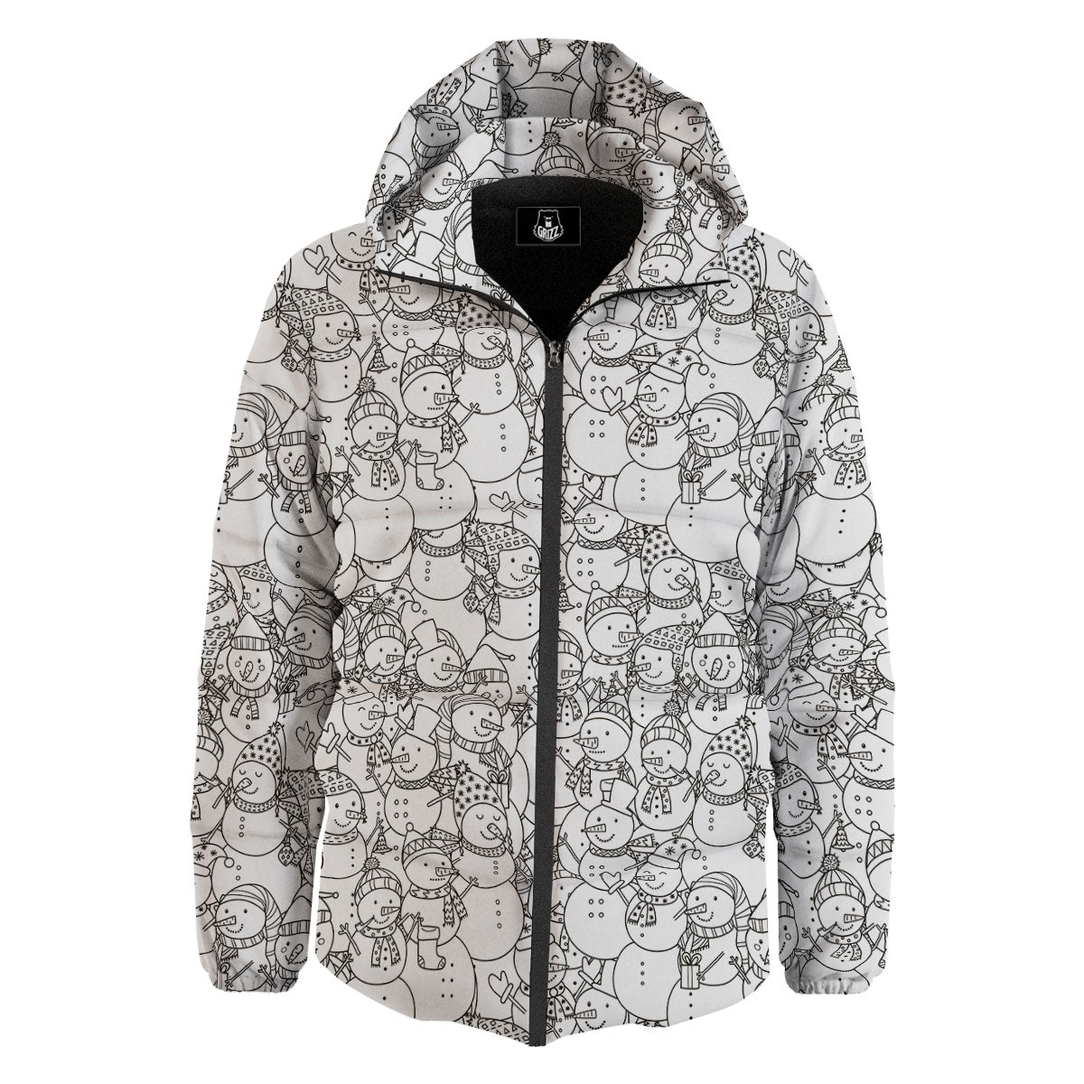 Snowman White And Black Print Pattern Down Jacket-grizzshop