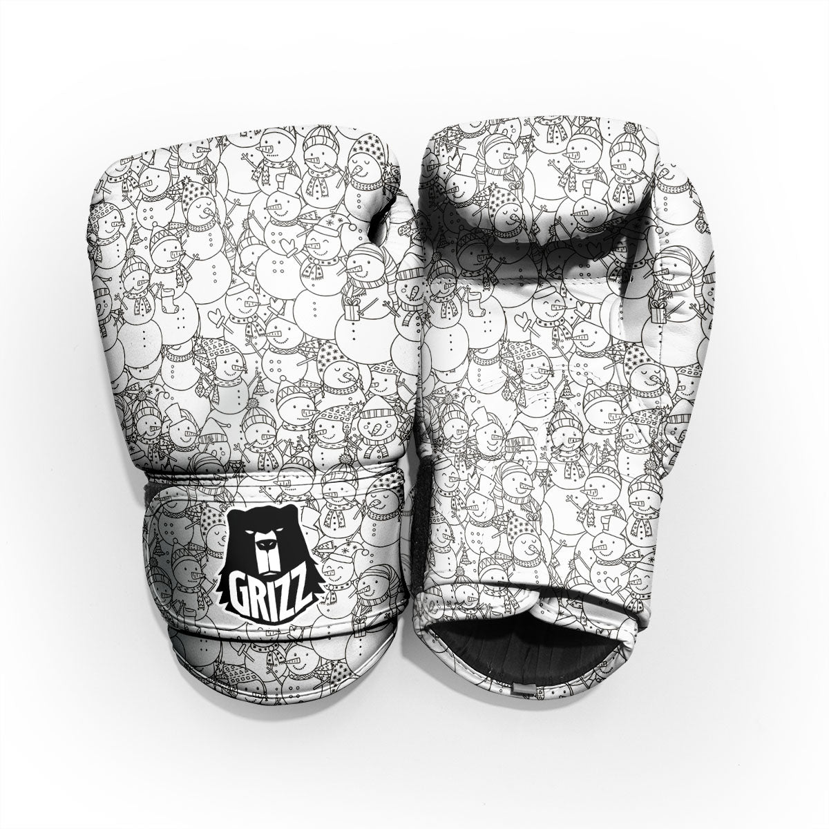 Snowman White And Black Print Pattern Pro Boxing Glove