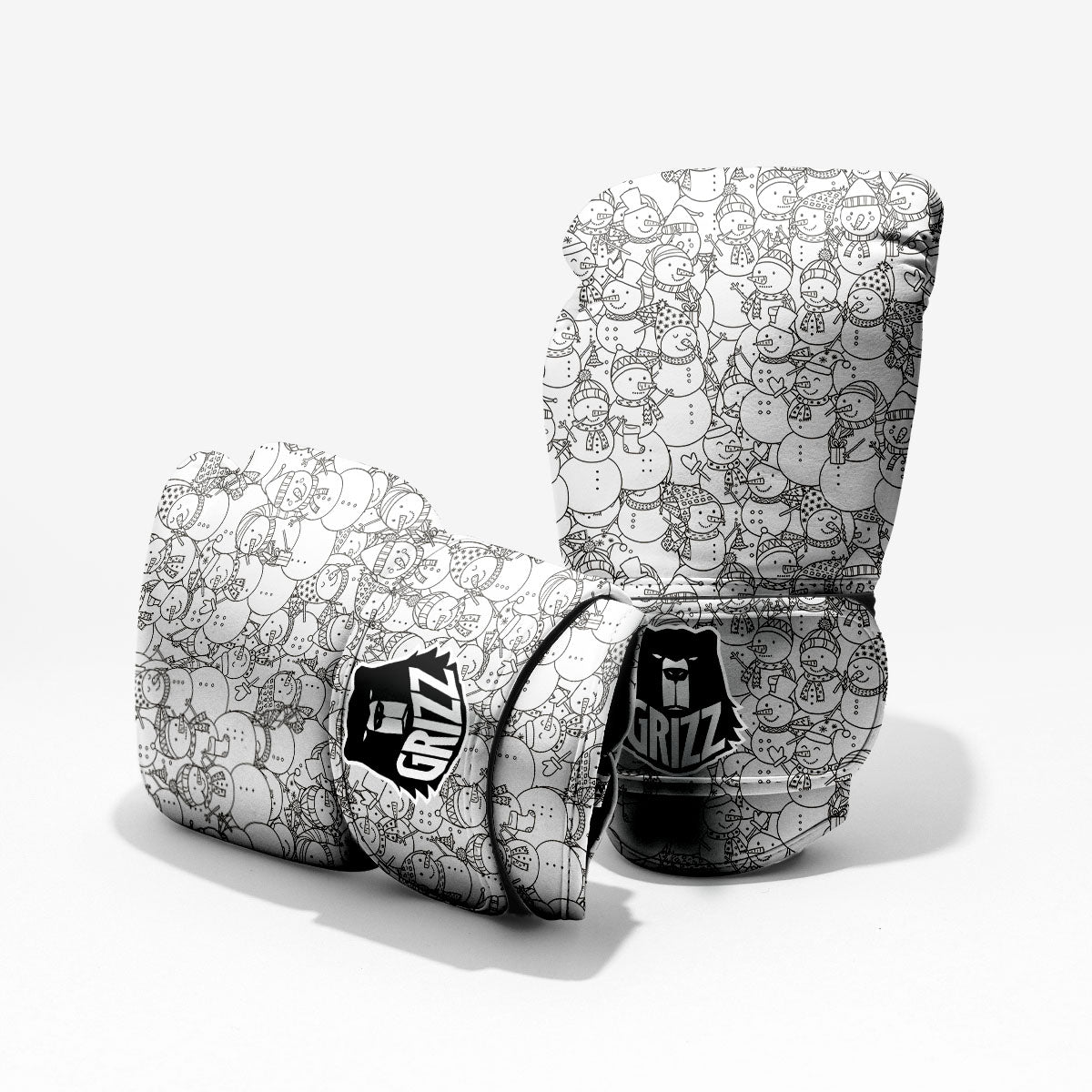 Snowman White And Black Print Pattern Pro Boxing Glove