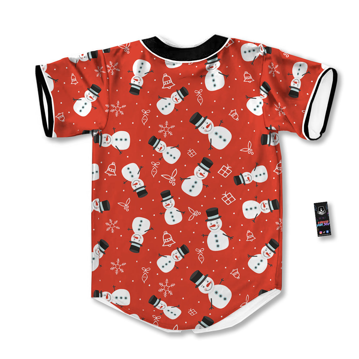 Snowman Xmas Print Pattern Baseball Jersey-grizzshop