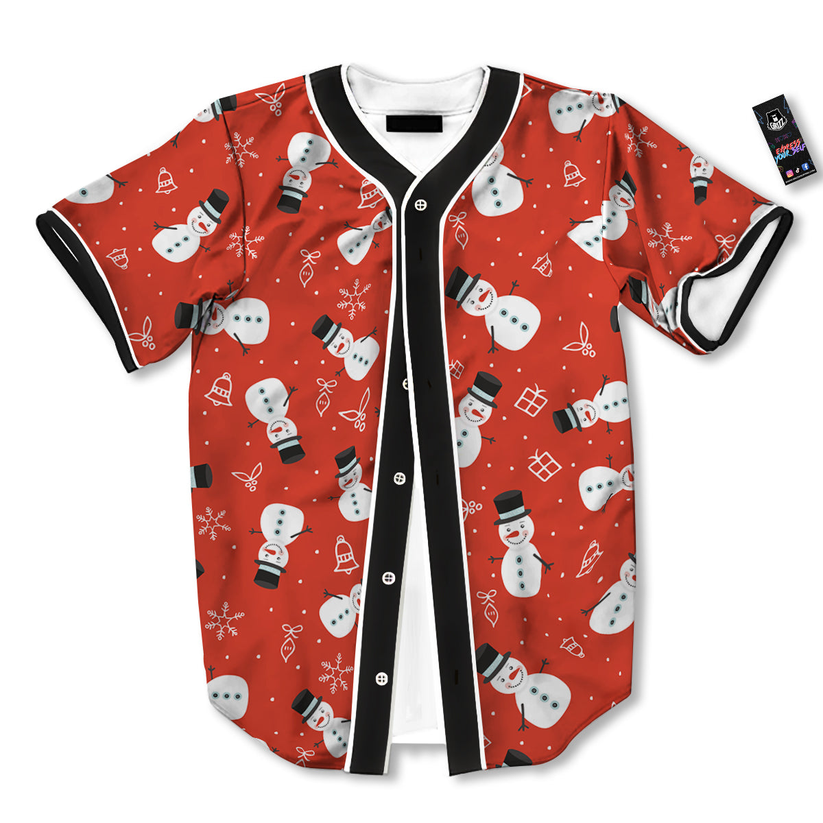 Snowman Xmas Print Pattern Baseball Jersey-grizzshop