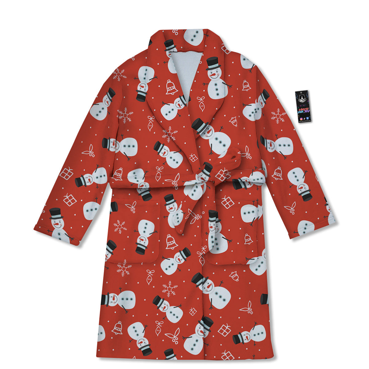 Snowman Xmas Print Pattern Bathrobe-grizzshop