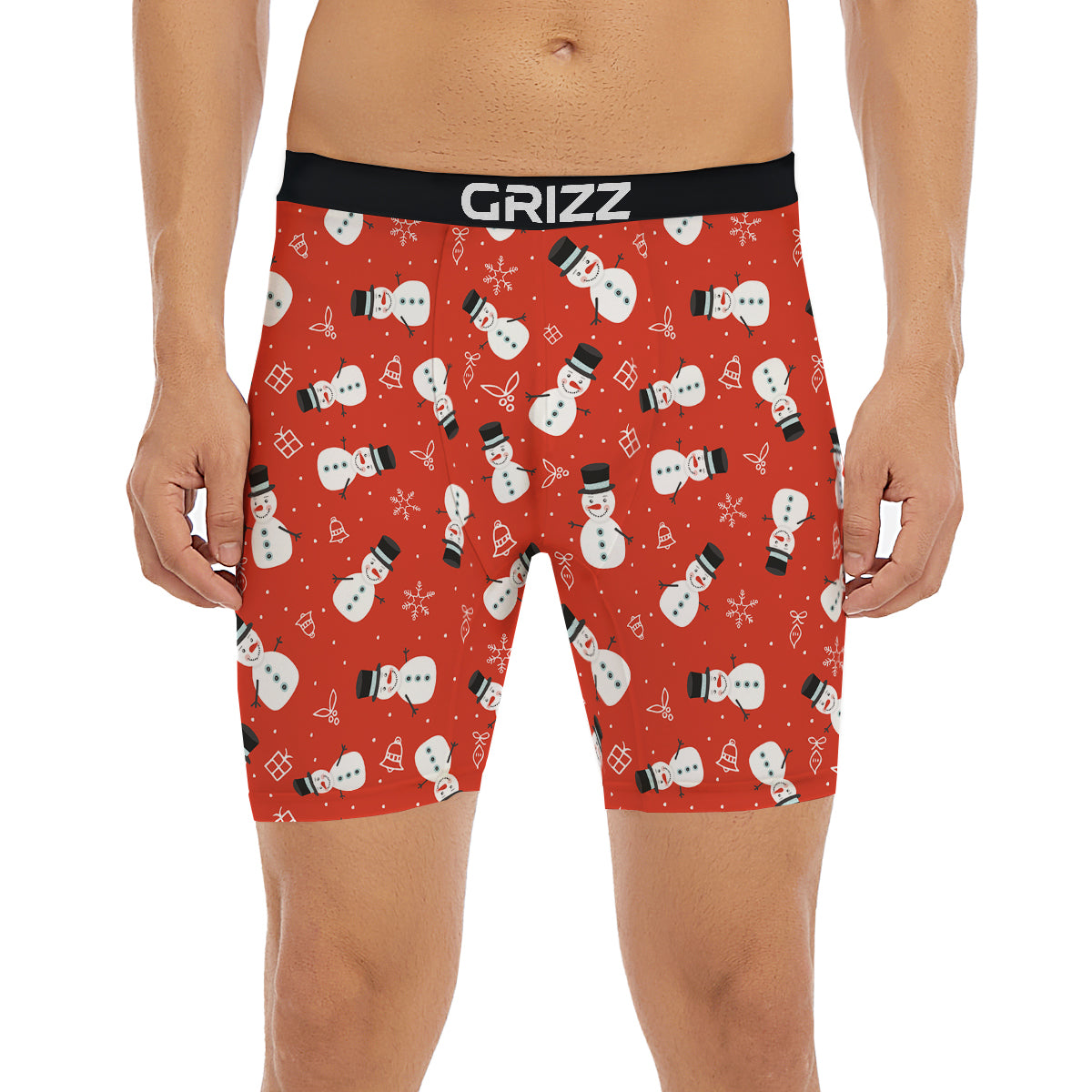 Snowman Xmas Print Pattern Boxer Briefs-grizzshop