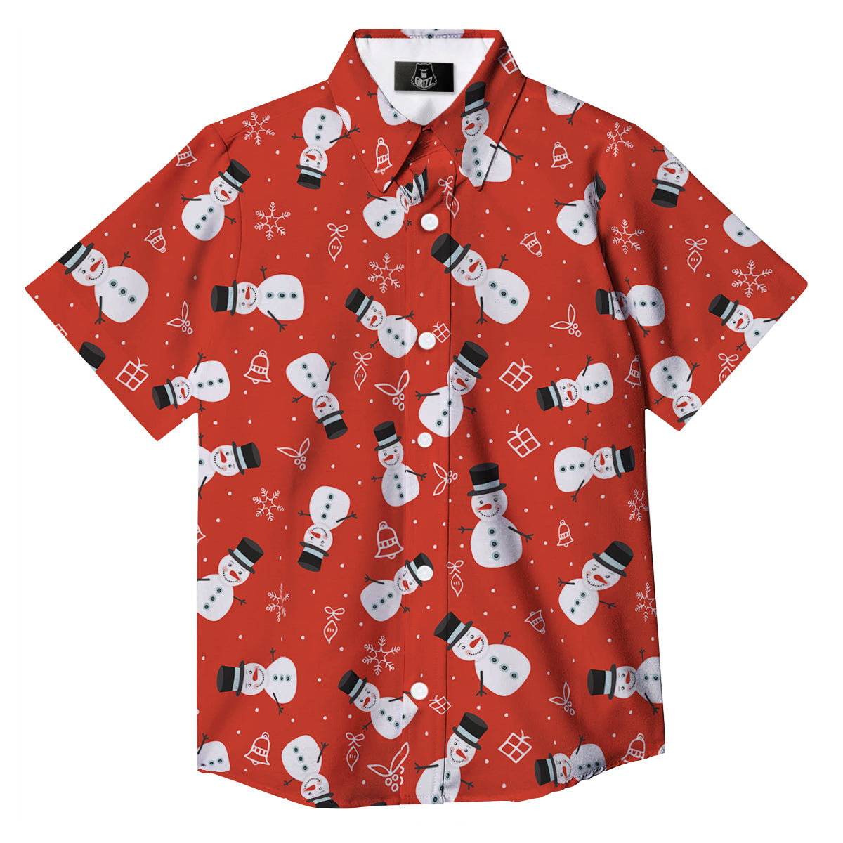 Snowman Xmas Print Pattern Button Up Shirt-grizzshop