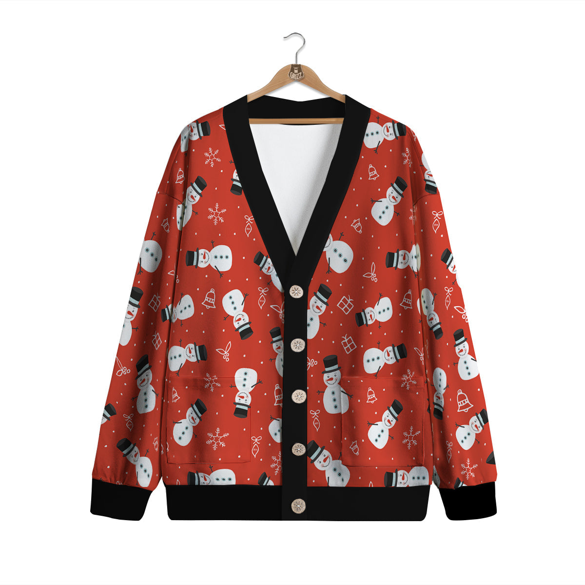 Snowman Xmas Print Pattern Cardigan-grizzshop