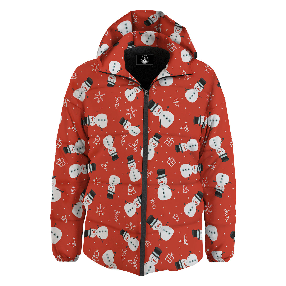 Snowman Xmas Print Pattern Down Jacket-grizzshop