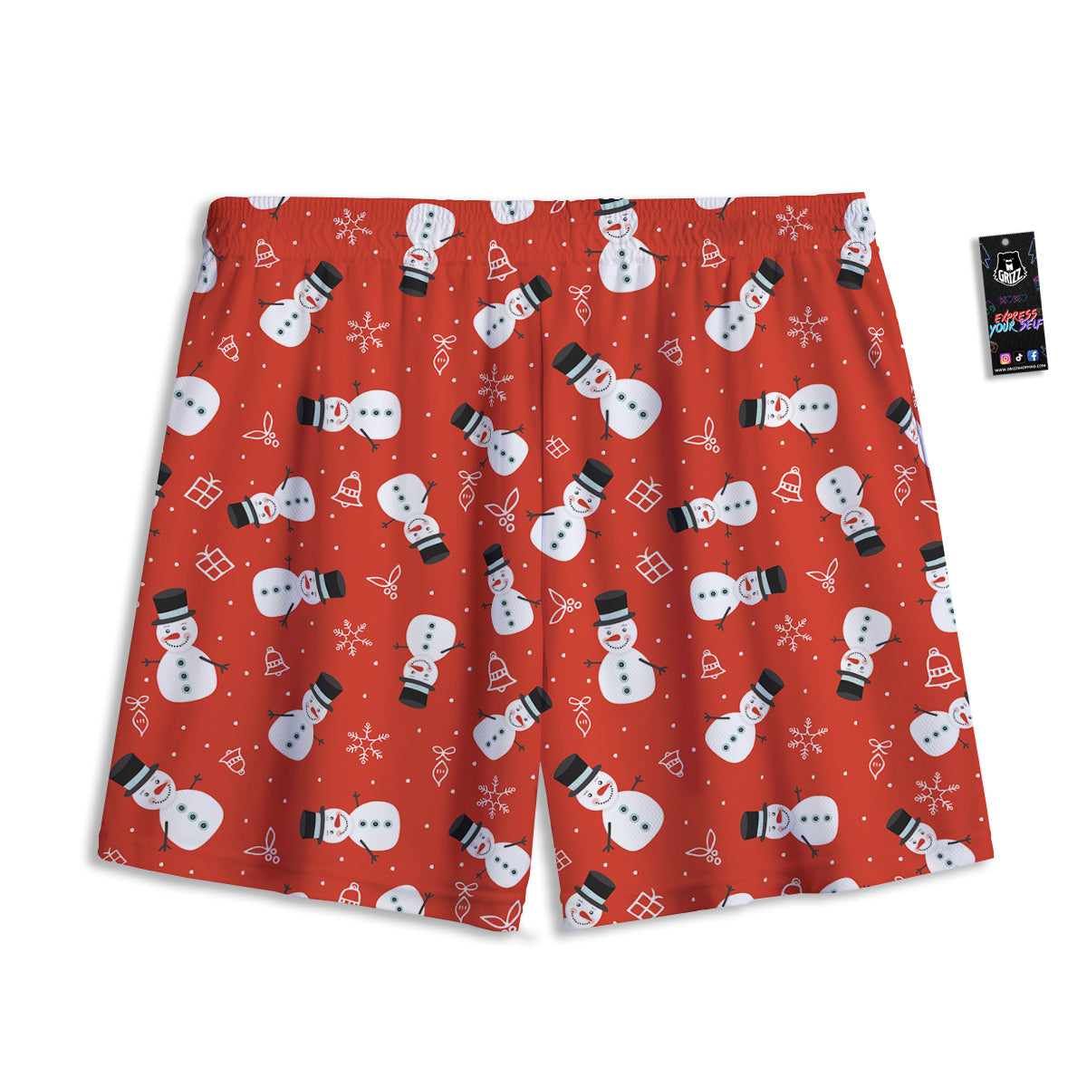 Snowman Xmas Print Pattern Mesh Shorts
