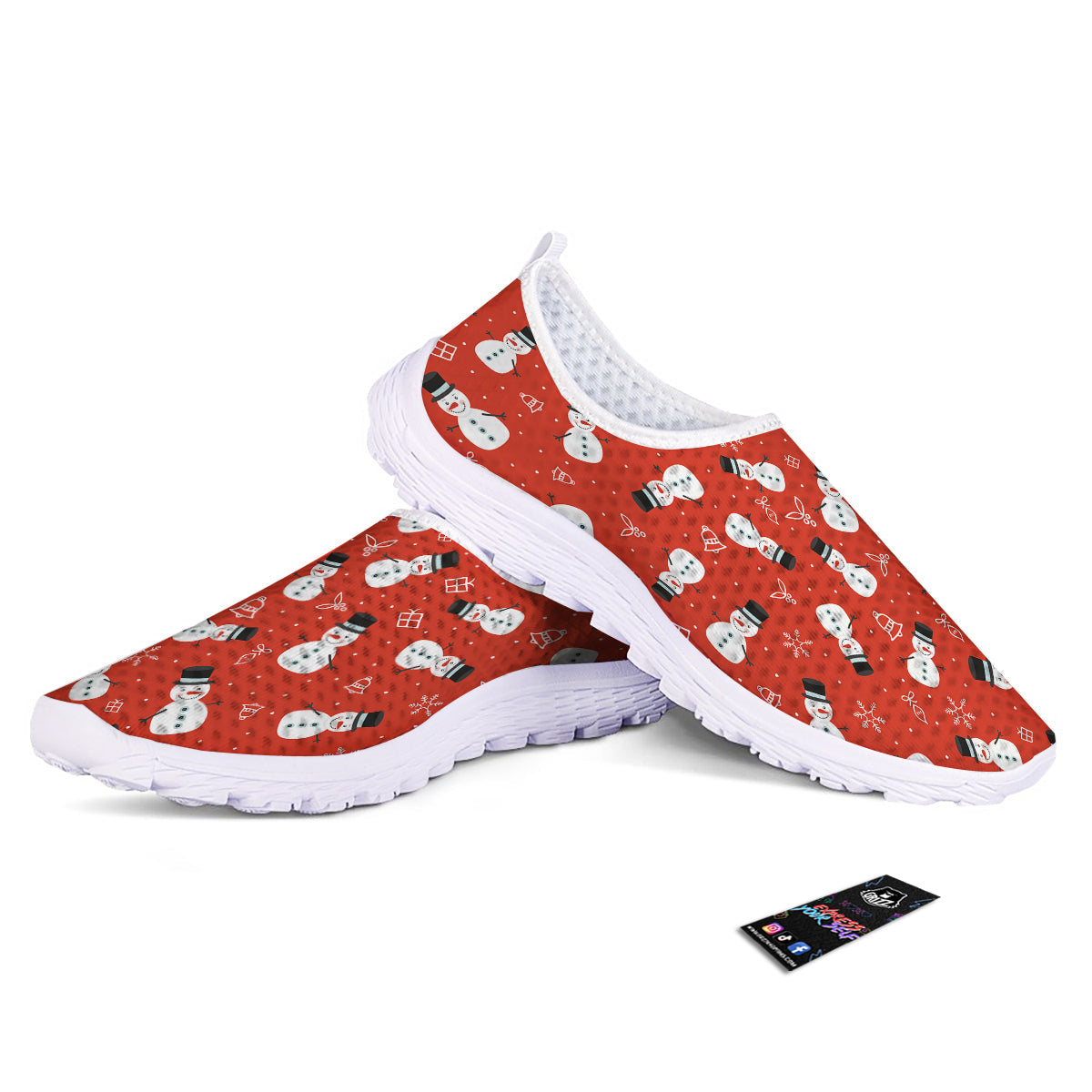 Snowman Xmas Print Pattern Nurse Shoes-grizzshop