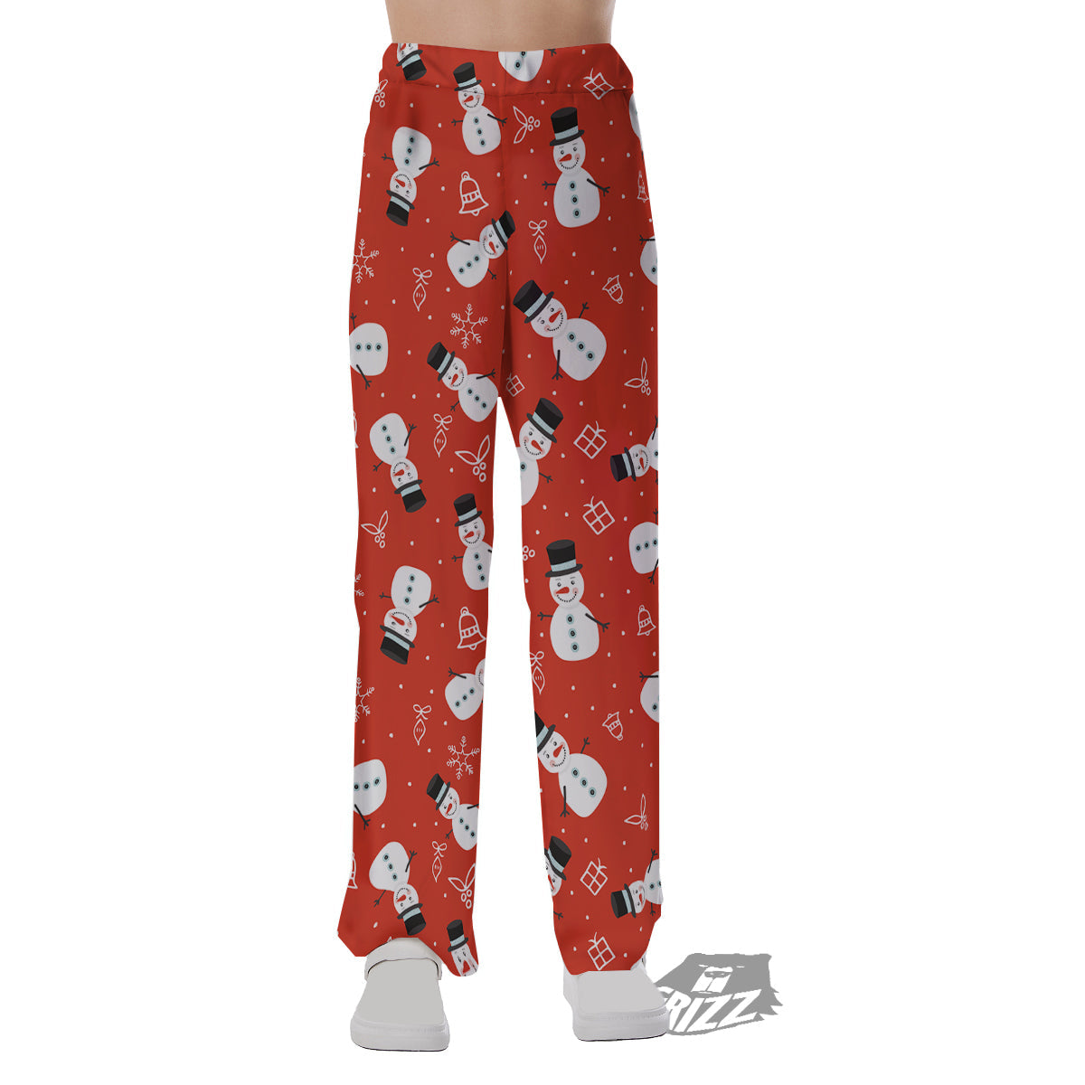 Snowman Xmas Print Pattern Pajama Pants-grizzshop