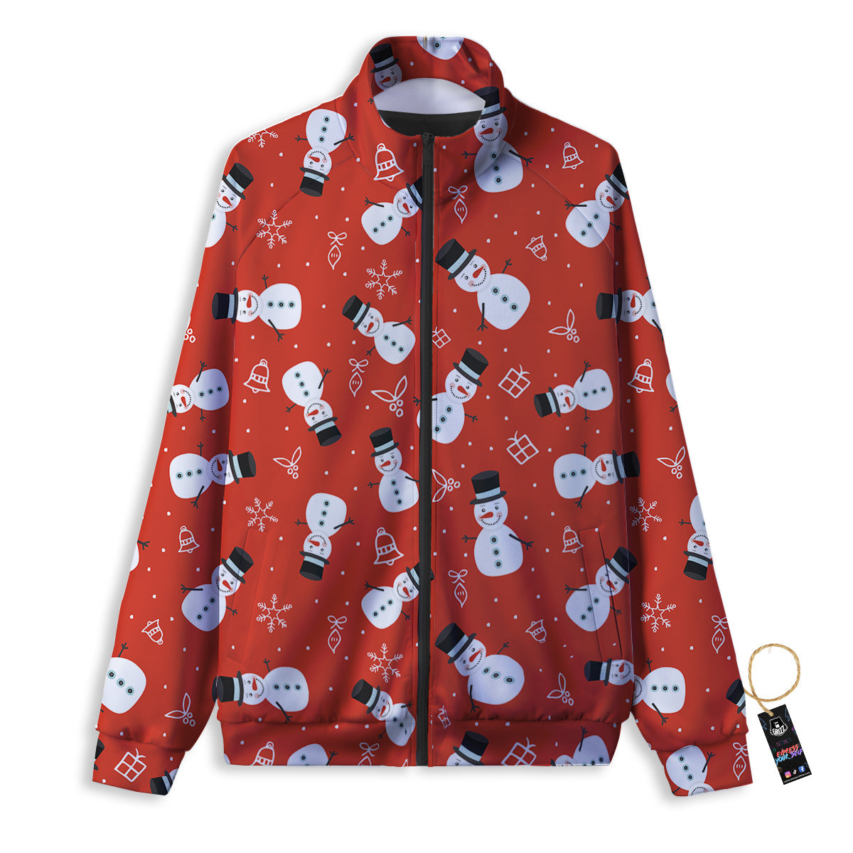 Snowman Xmas Print Pattern Track Jacket-grizzshop