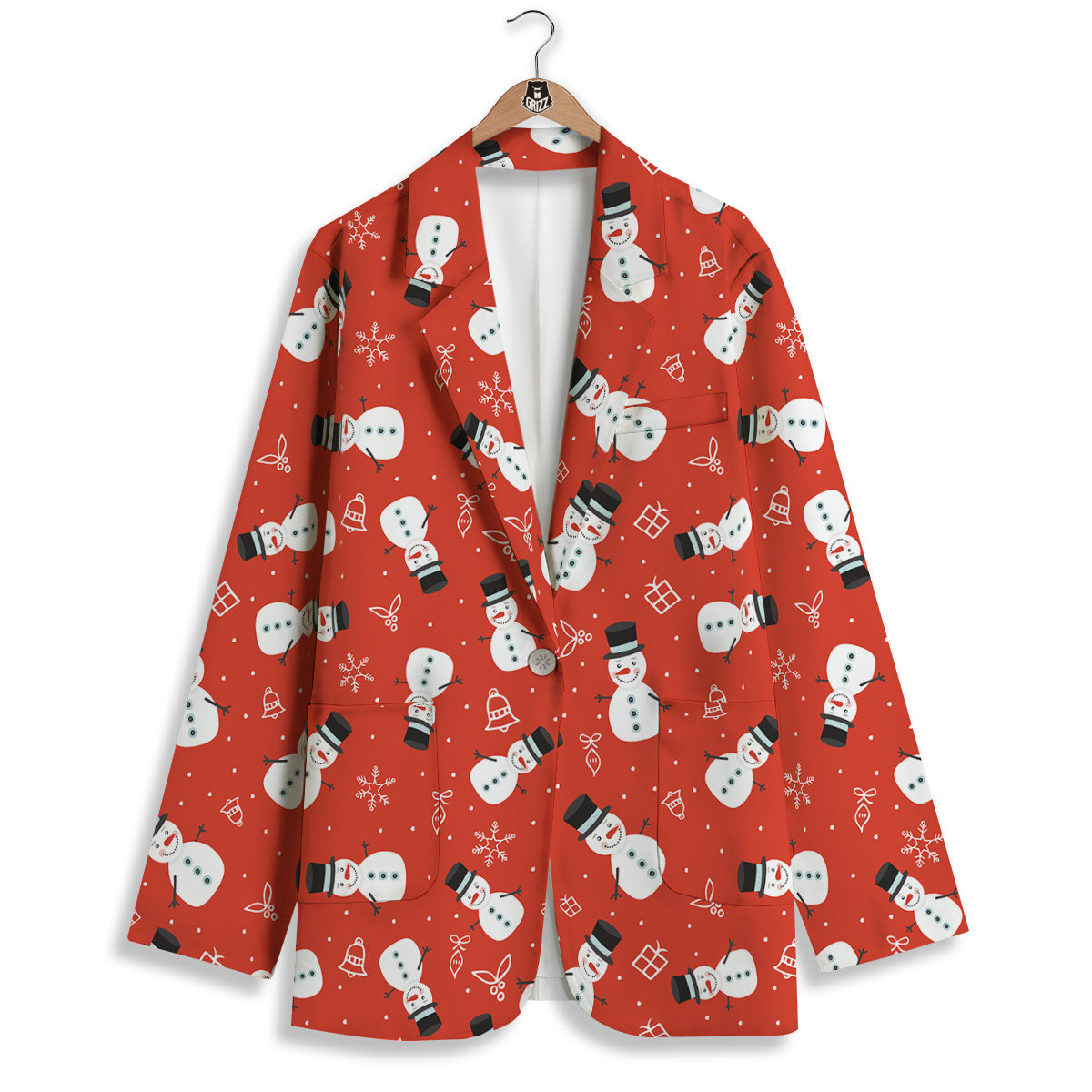 Snowman Xmas Print Pattern Women's Blazer-grizzshop