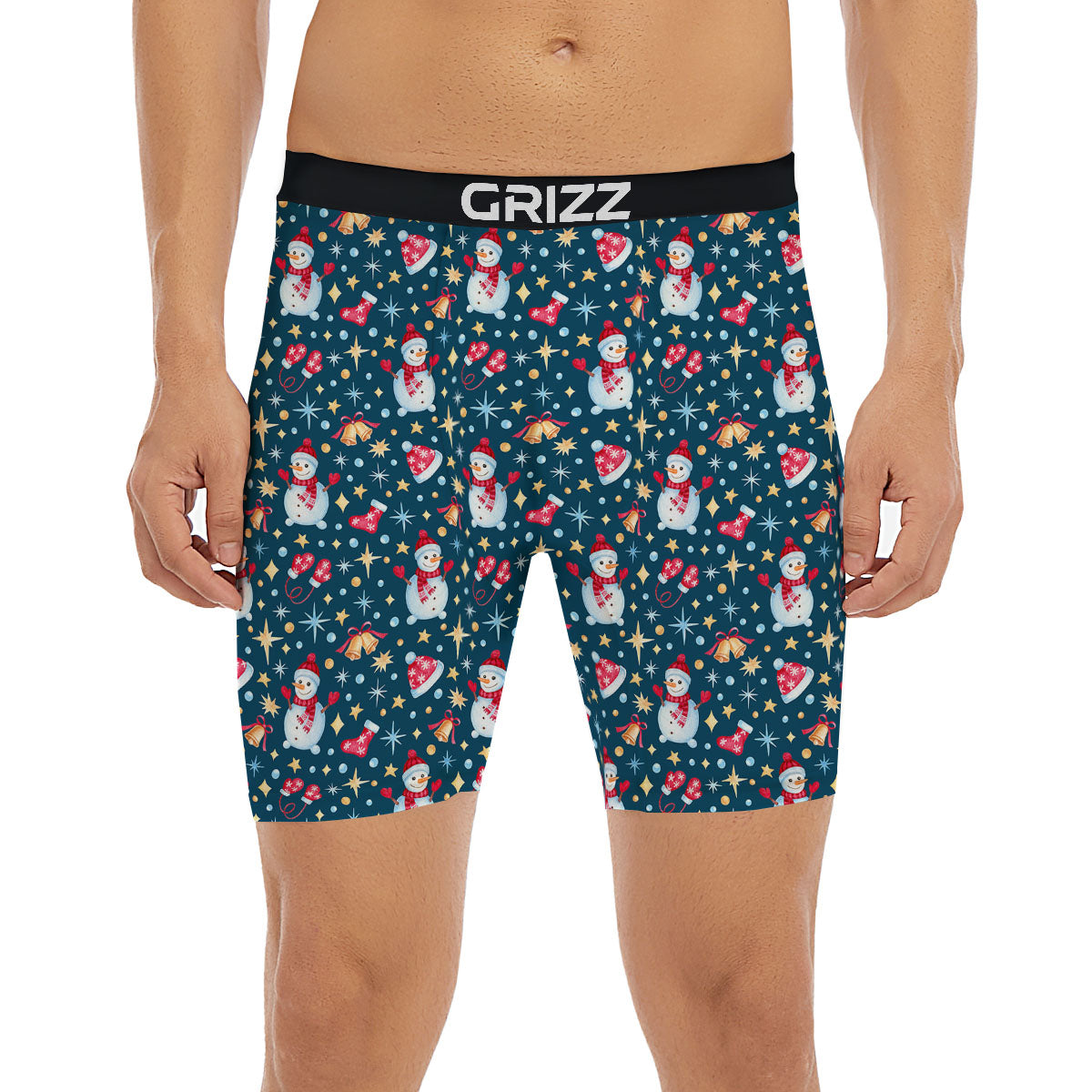 Snowman Christmas Print Pattern Boxer Briefs