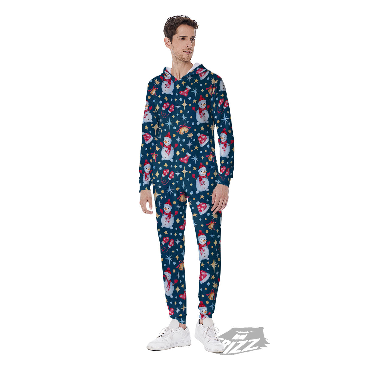 Snowman Christmas Print Pattern Men's Jumpsuit-grizzshop