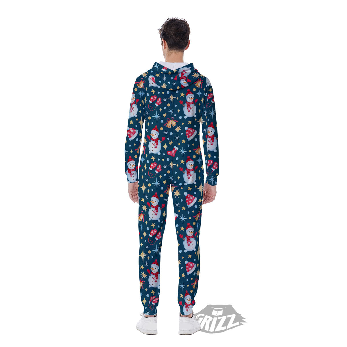 Snowman Christmas Print Pattern Men's Jumpsuit-grizzshop