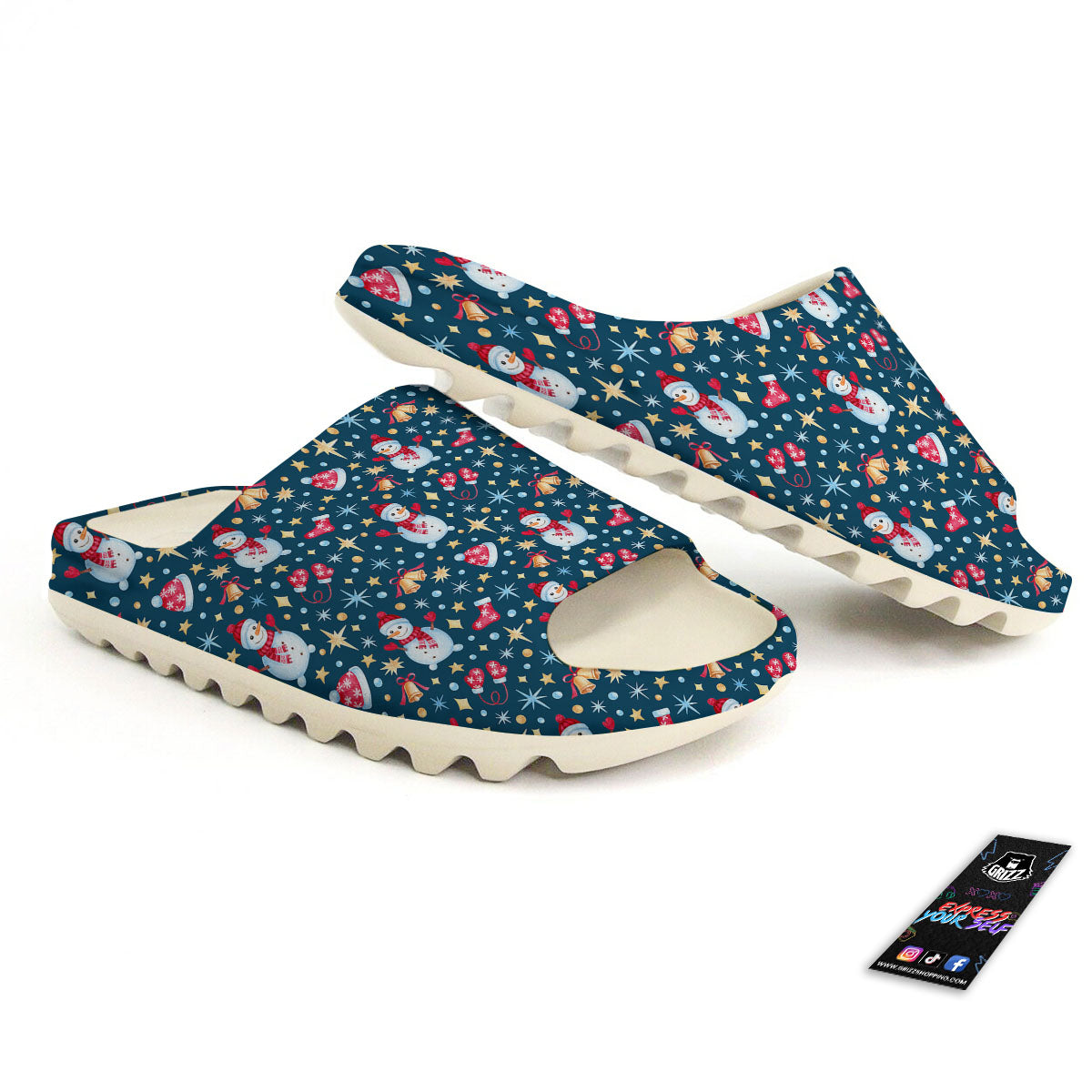 Snowman Christmas Print Pattern Sandals-grizzshop