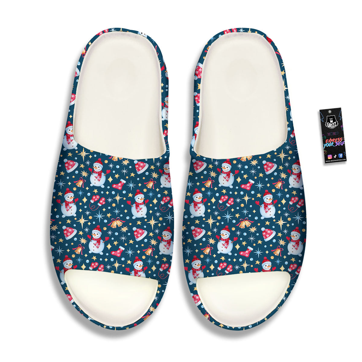 Snowman Christmas Print Pattern Sandals-grizzshop
