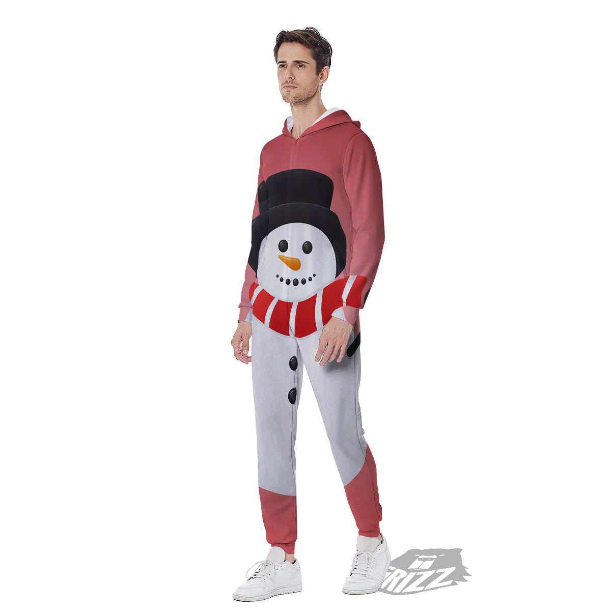 Snowman Cute Print Men's Jumpsuit-grizzshop