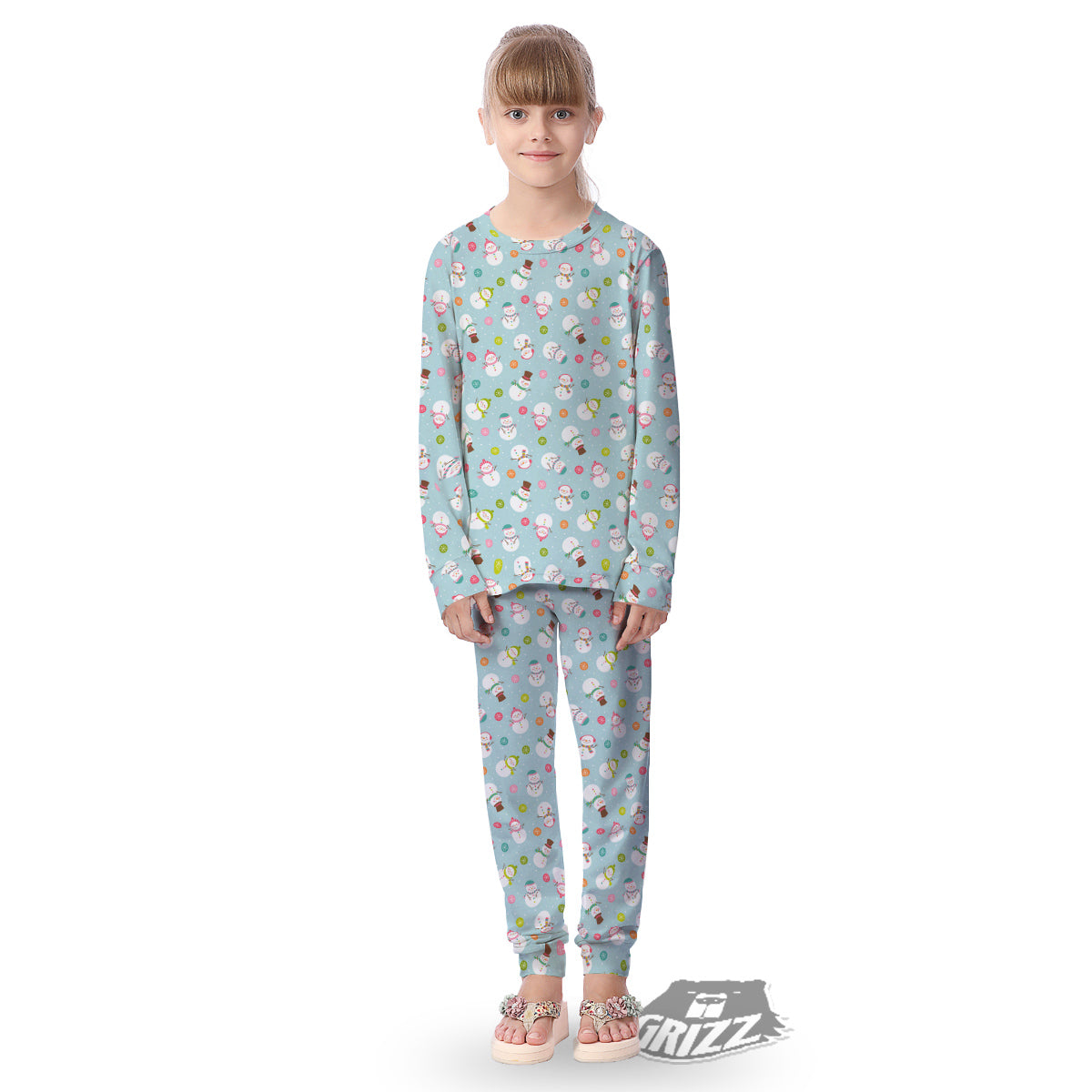 Snowman Cute Print Pattern Kid's Pajamas-grizzshop