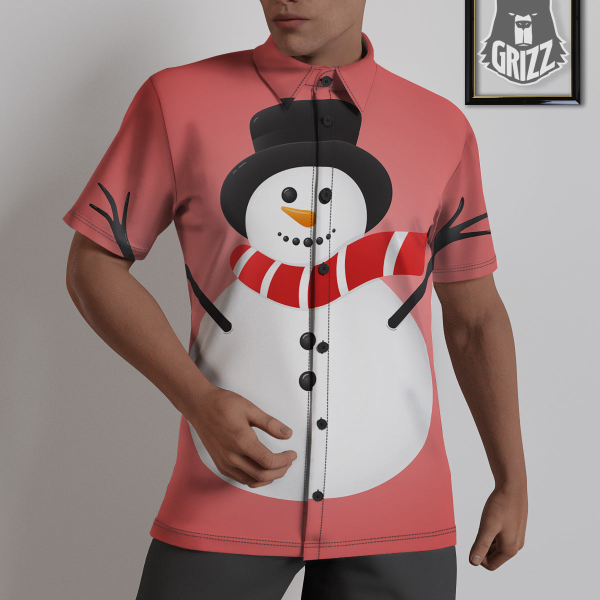 Snowman Cute Print Untucked Shirts-grizzshop