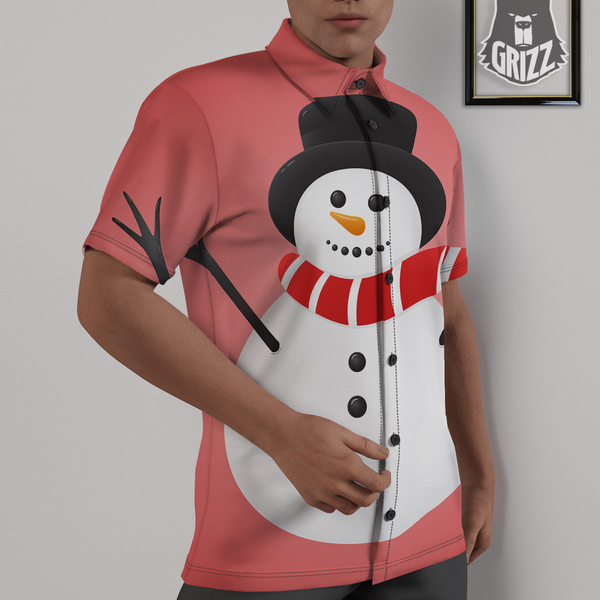 Snowman Cute Print Untucked Shirts-grizzshop