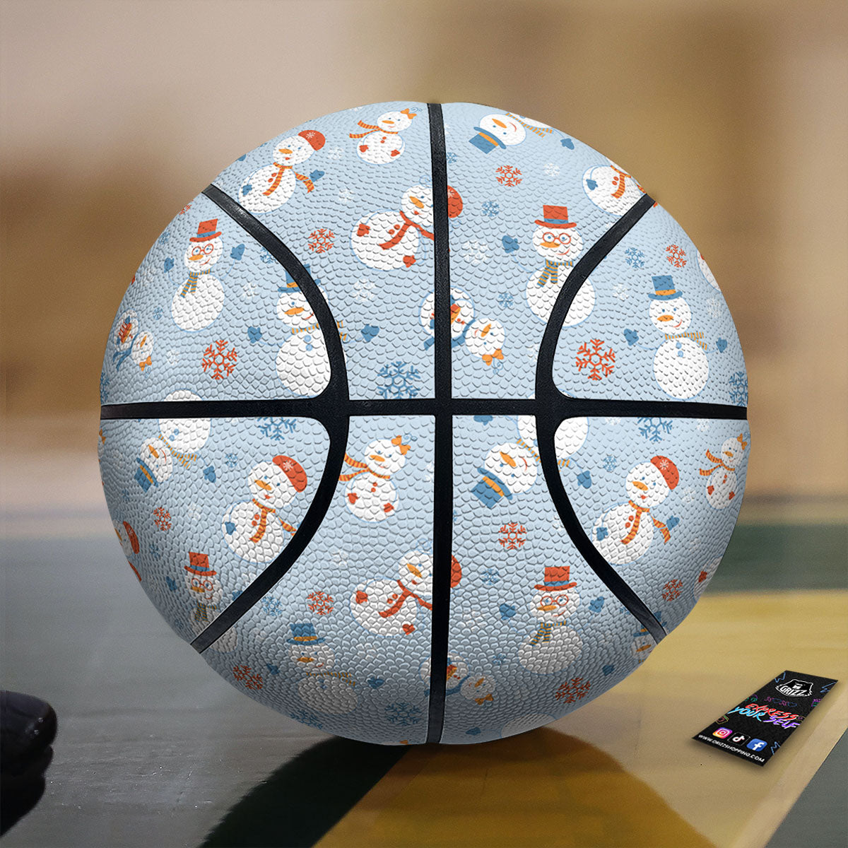 Snowman Holiday Print Pattern Basketball