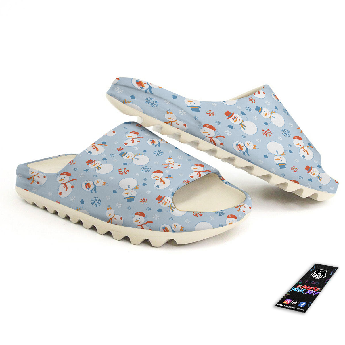 Snowman Holiday Print Pattern Sandals-grizzshop