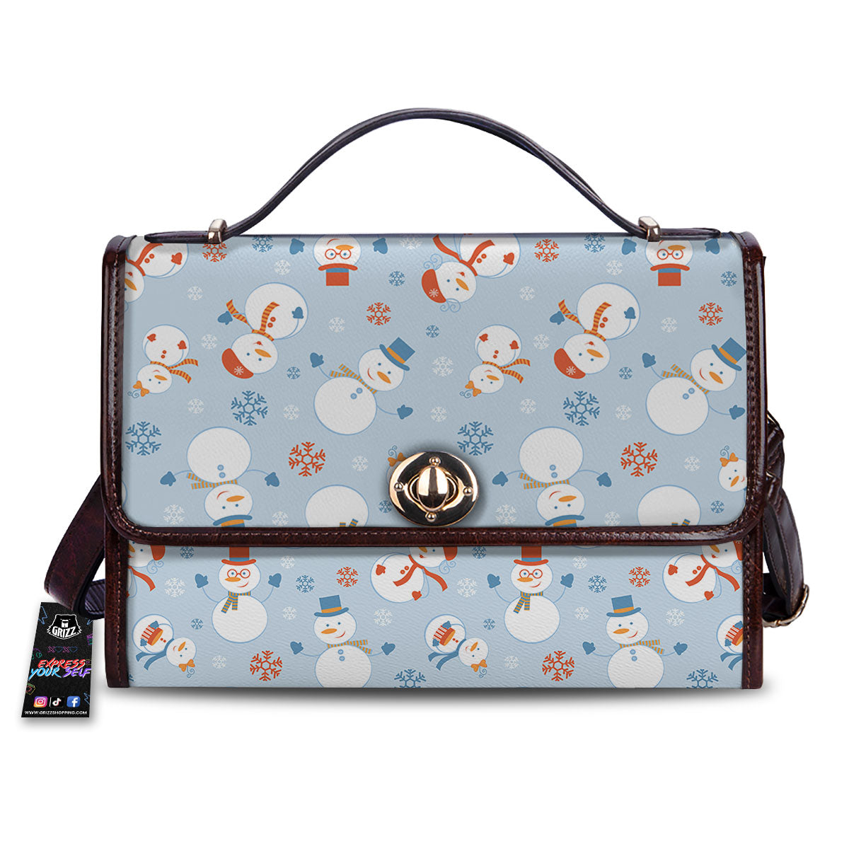 Snowman Holiday Print Pattern Women's Satchel Bag