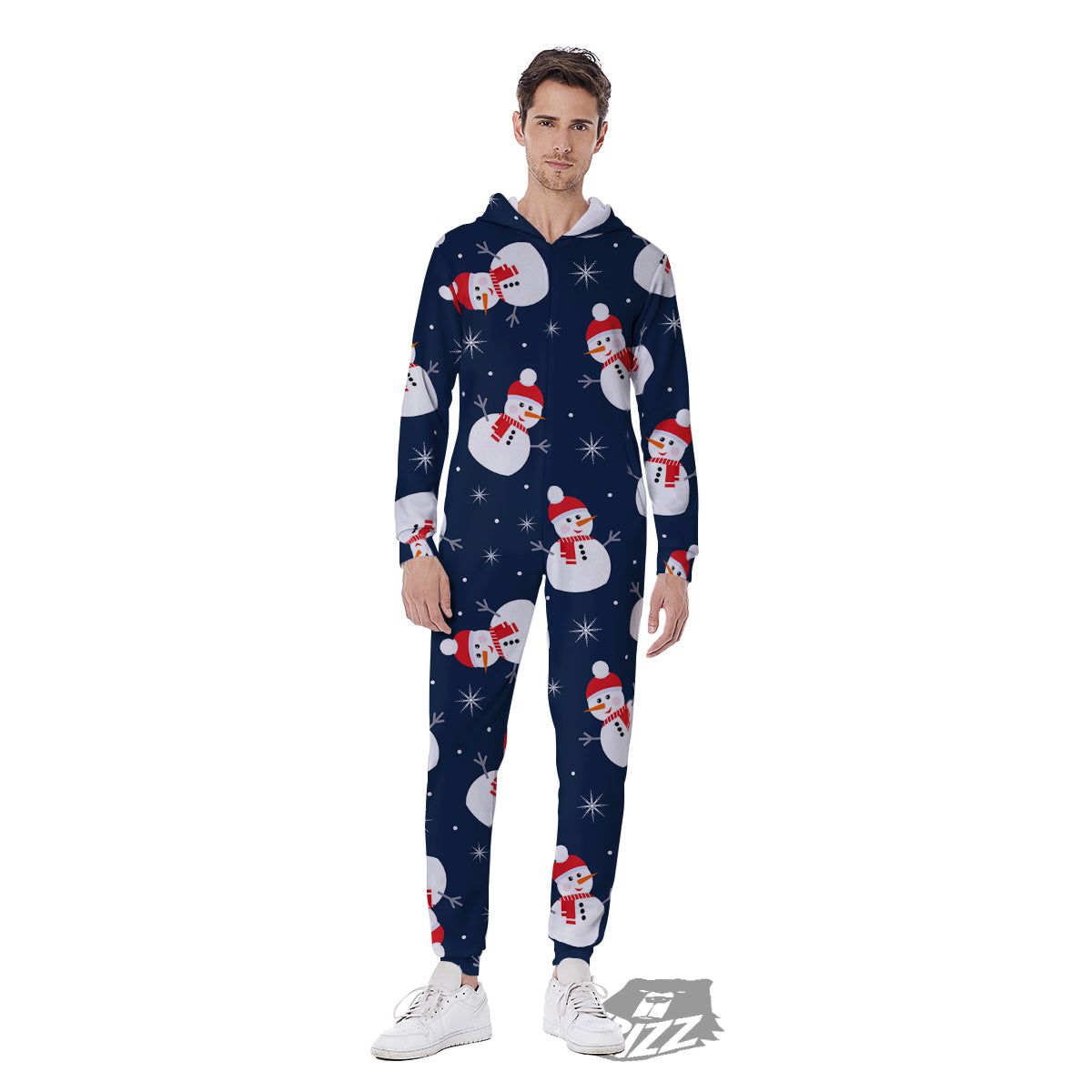 Snowman Print Pattern Men's Jumpsuit-grizzshop