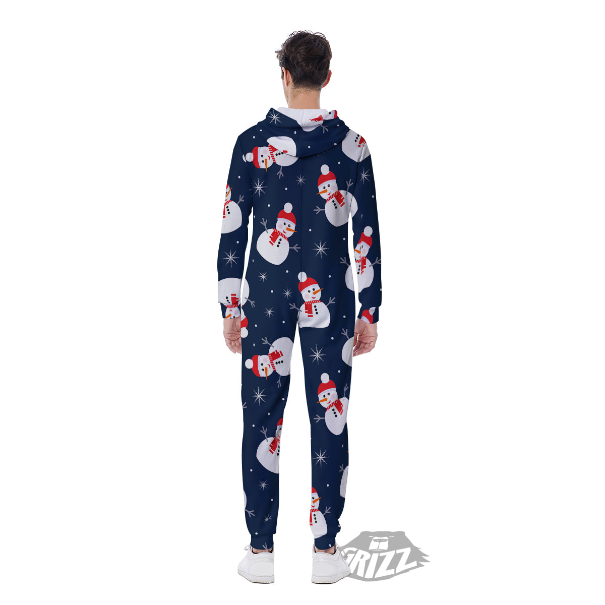 Snowman Print Pattern Men's Jumpsuit-grizzshop