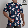 Snowman Print Pattern Untucked Shirts-grizzshop